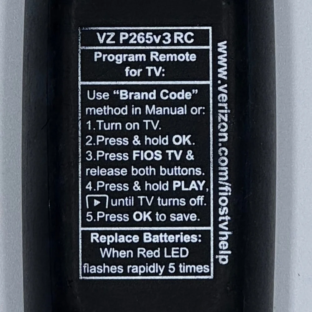 Verizon‎ Fios Remote Control Model VZ 265V 3 RC